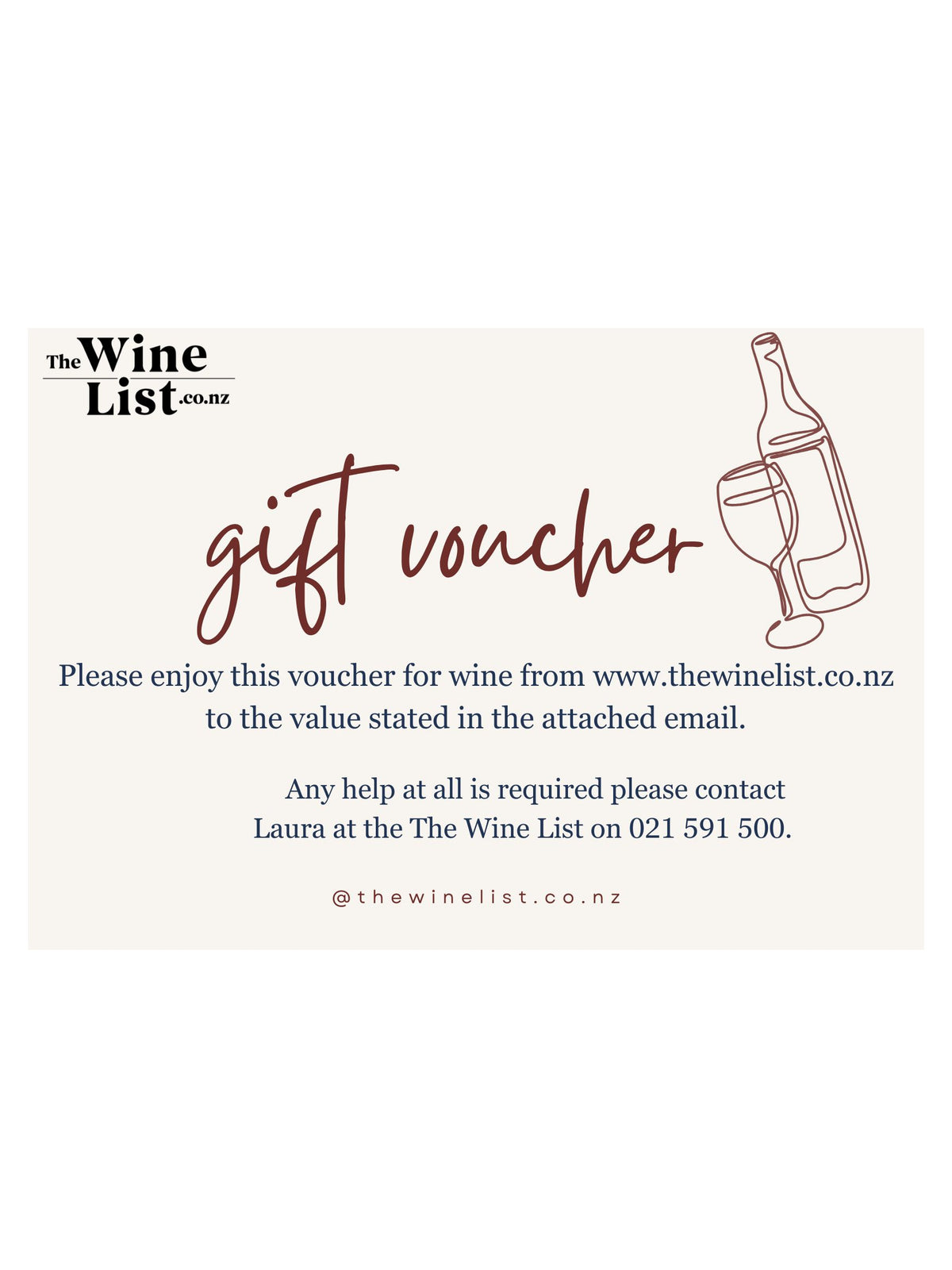 The Wine List gift voucher card