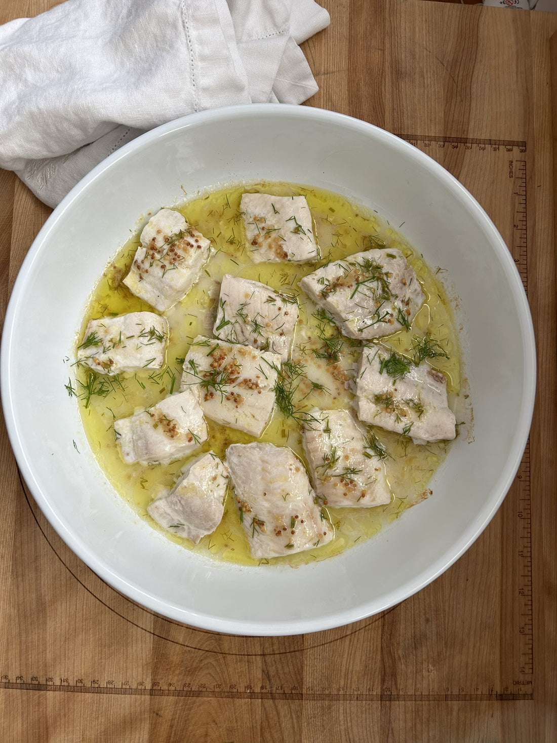 Fish with Fennel Fern and Seeded Mustard
